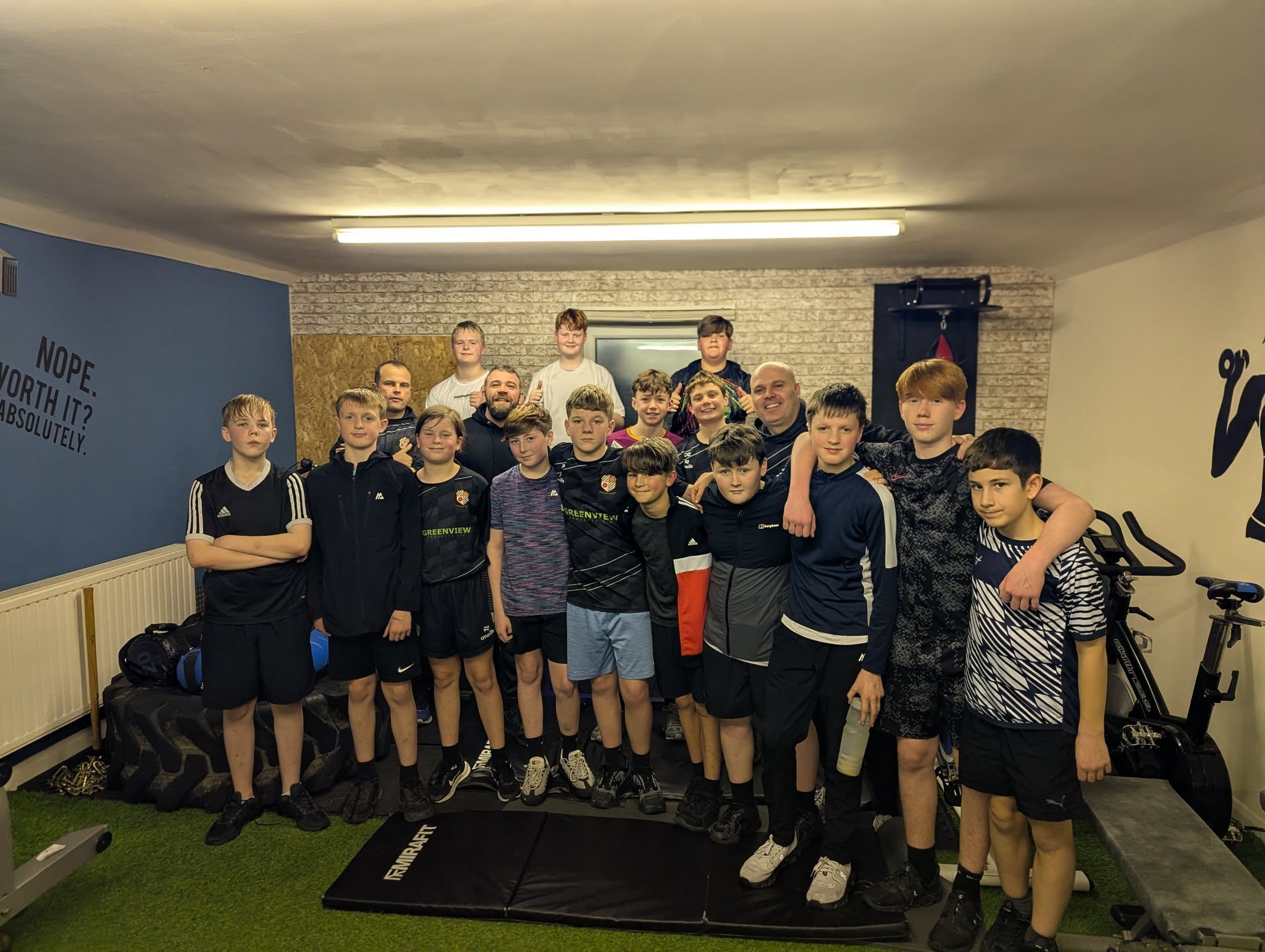 Youth athletes training together at GannonS&C gym